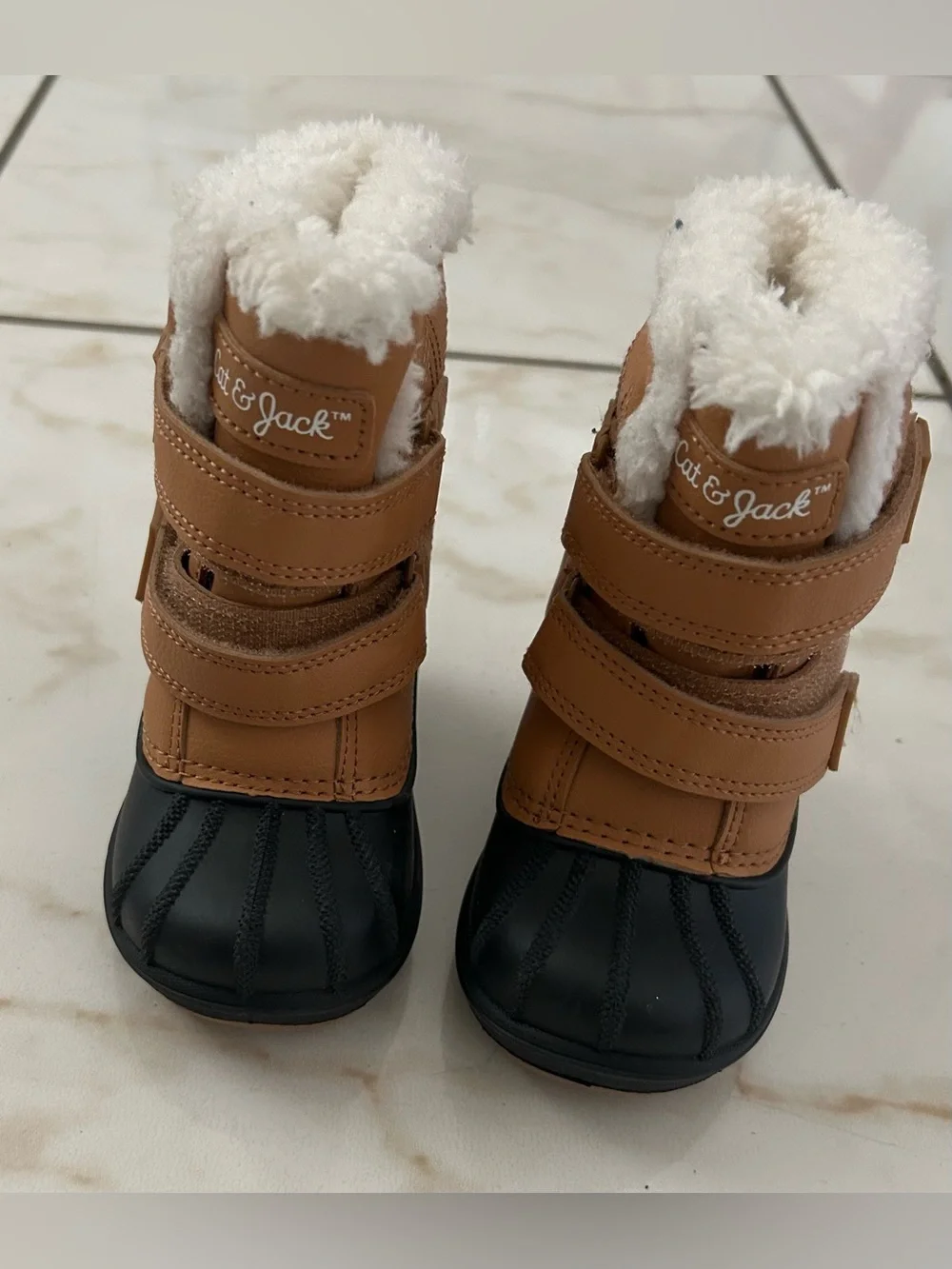Cat & Jack Tan and Black Cozy Waterproof Toddler Boots